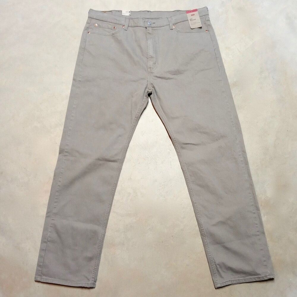 NWT Levi's 505 Regular Jeans Mens 42x34 Stretch Denim Straight Leg Tan Beige